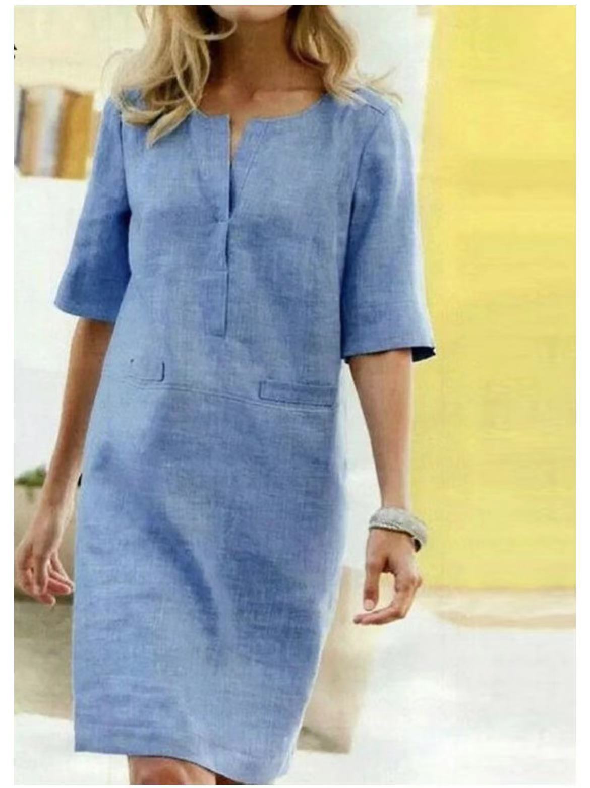 Jolina - Linen mini dress with half sleeves
