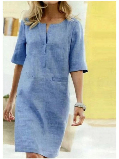 Jolina - Linen mini dress with half sleeves