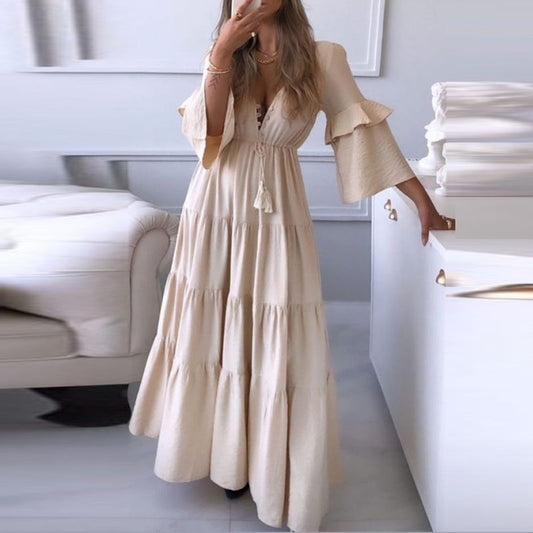 Liza - Vestido boho de manga larga y campana