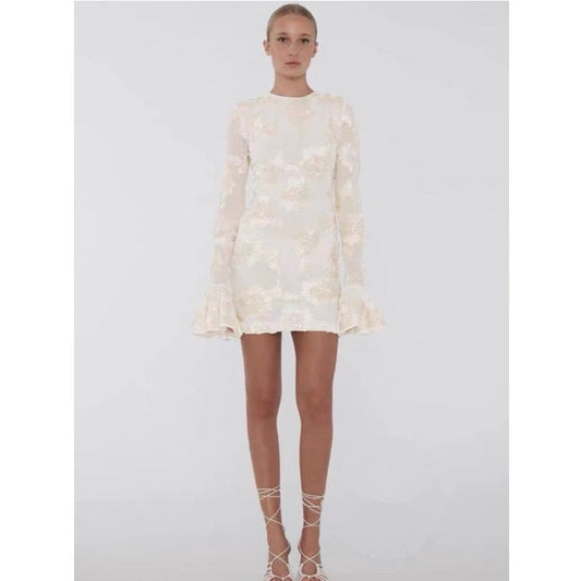 Dafne - Vestido corto floral de manga larga