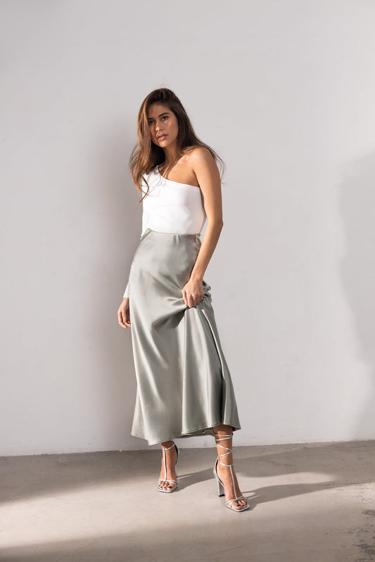 Adalys | Gonna elegante a vita alta in seta con design a coda di sirena