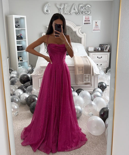 Ariana - Vestido de noche champán brillante