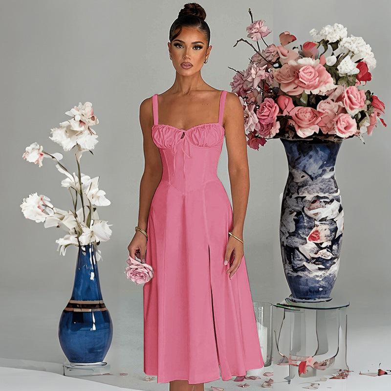 Renata - Abito midi con corsetto e apertura