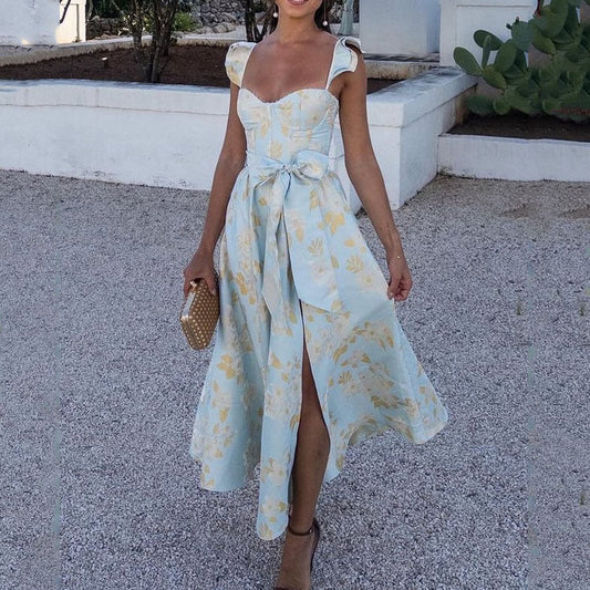 Isabella - Midi dress with floral print and elegant neckline