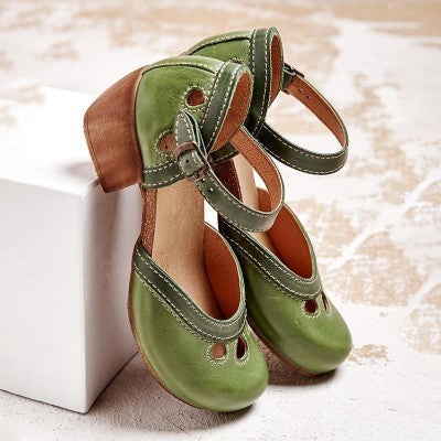 Clara - Scarpe con cinturini bicolore, stile retrò e comfort