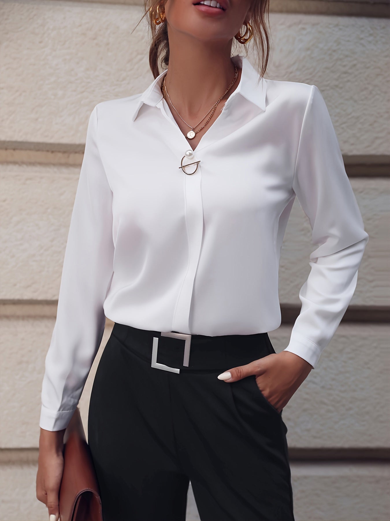 Renata - Blusa fucsia de manga larga