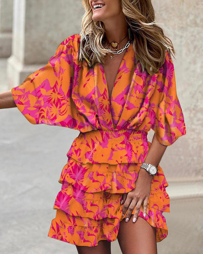 Sabrina - Tuta multicolore con maniche a volant e stile chic