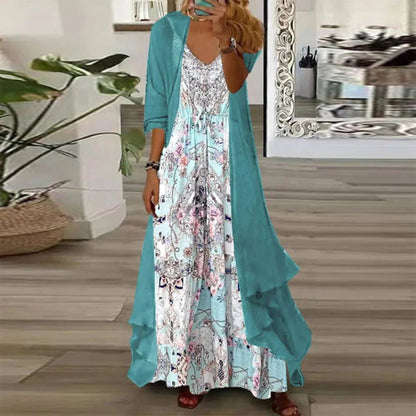 Sabrina - Floral chiffon maxi dress with flowing drape
