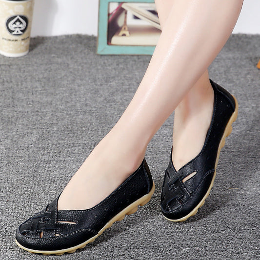 Elena - Ballerine in pelle bianca traforata con stile e comfort