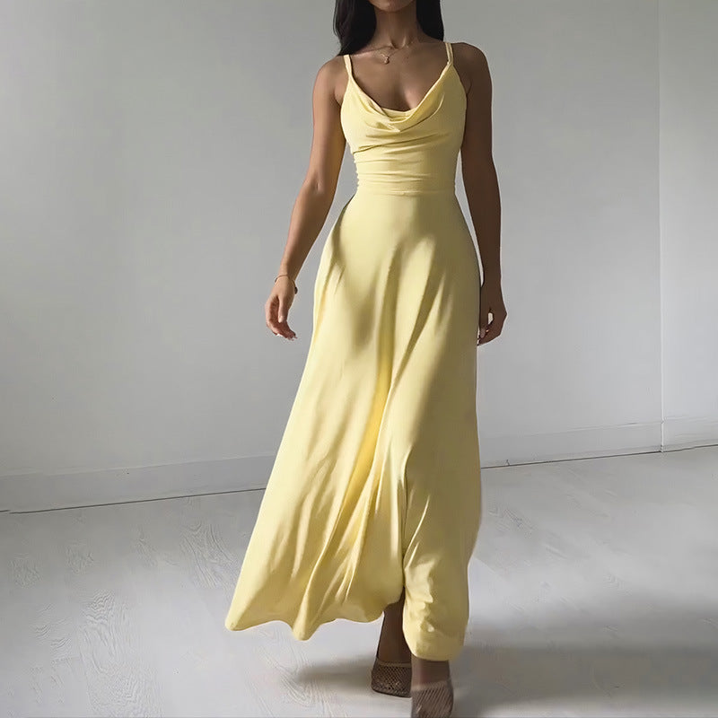 Loida - Blaues ärmelloses Midikleid