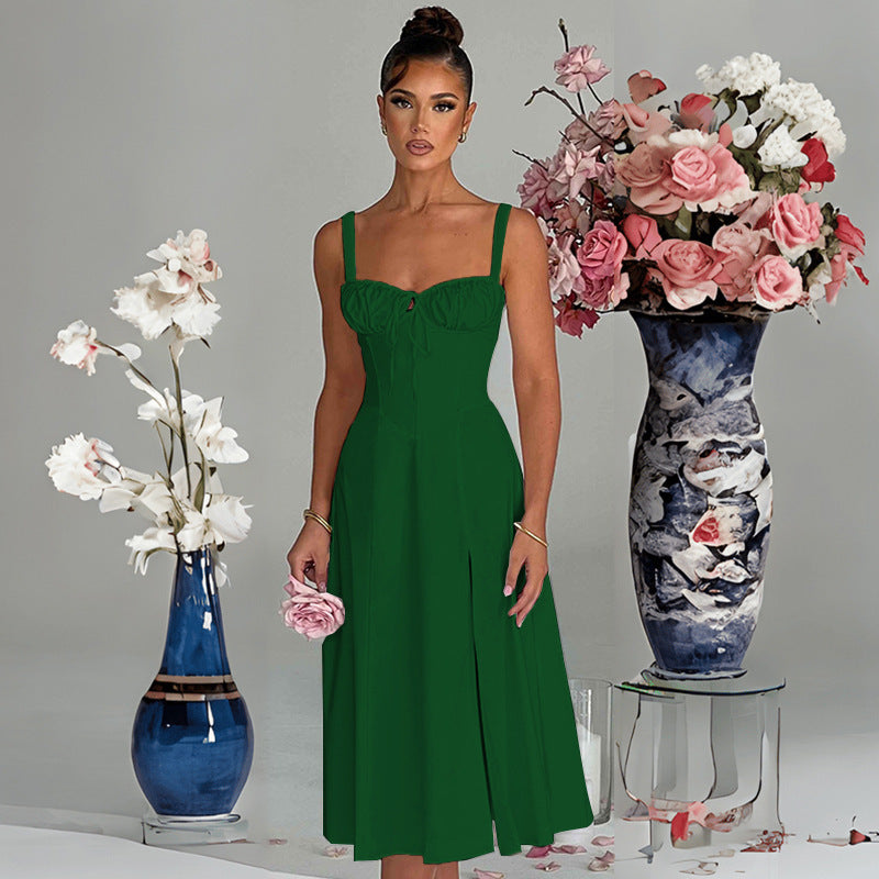 Renata - Abito midi con corsetto e apertura