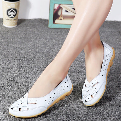 Elena - Ballerine in pelle bianca traforata con stile e comfort