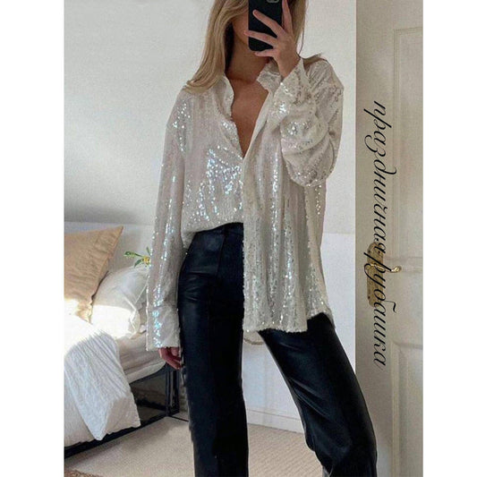 Brisa - Blusa de lentejuelas con brillo