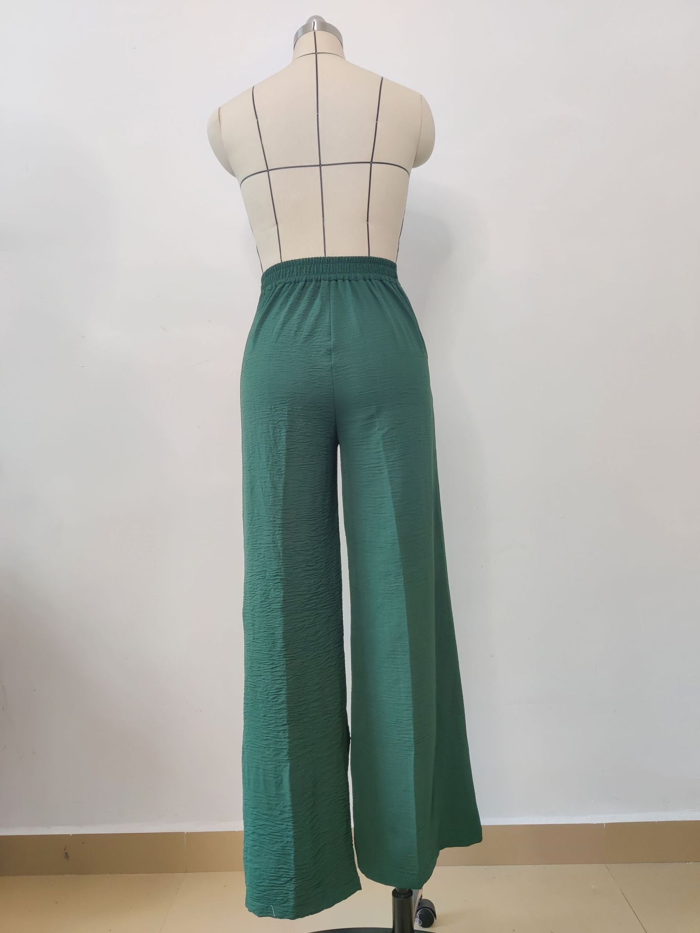 Light blue | Wide-leg, loose-fitting, pleated, solid-colour, casual trousers