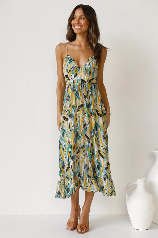 Camila - Abito midi con frange delicate e scollo a cuore