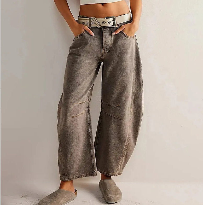 Wynohna | Jeans a vita media con elevato stretch e taglio a barile