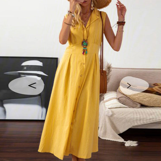 Luna - Vestido midi sin mangas y con botones