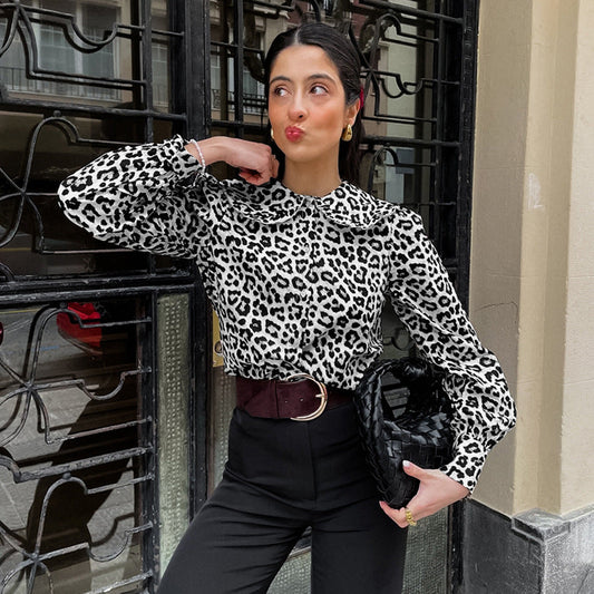 Clara - Blusa con estampado de leopardo