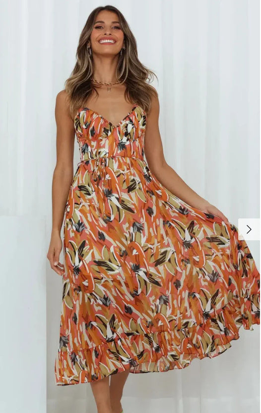 Camila - Abito midi con frange delicate e scollo a cuore