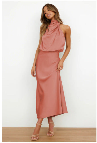 Sabrina - Abito midi in raso con design asimmetrico monospalla