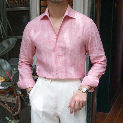 Matthew - Camicia da abito in lino testurizzato