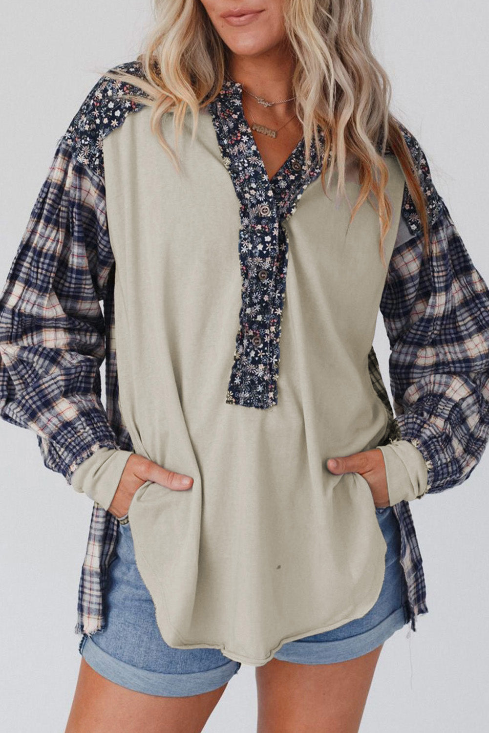 Martina | Blusa boho chic con maniche fantasia e dettagli floreali
