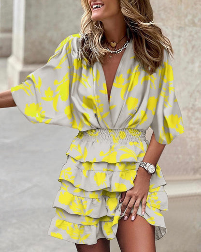 Sabrina - Tuta multicolore con maniche a volant e stile chic