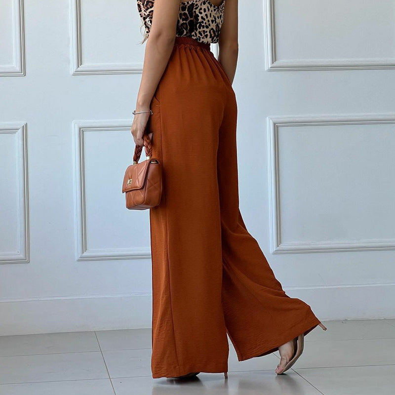 Light blue | Wide-leg, loose-fitting, pleated, solid-colour, casual trousers