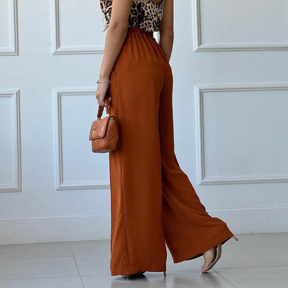 Light blue | Wide-leg, loose-fitting, pleated, solid-colour, casual trousers