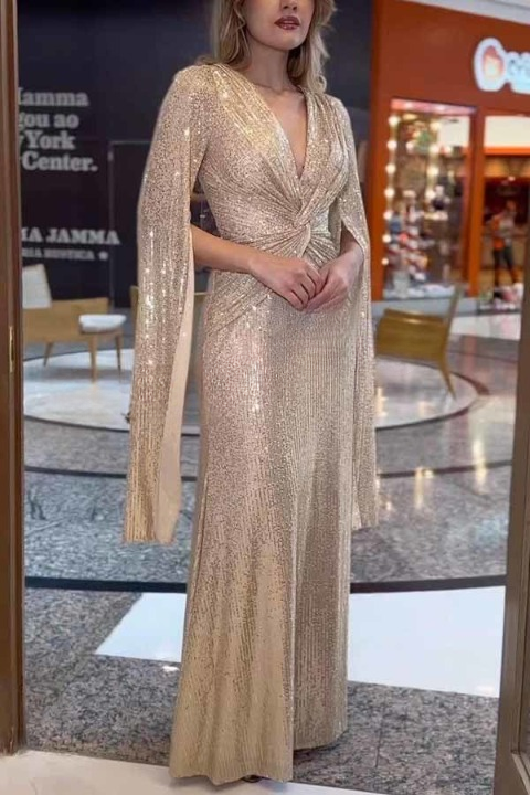 Elena | Abito lungo elegante con scollo a V e dettagli in pizzo