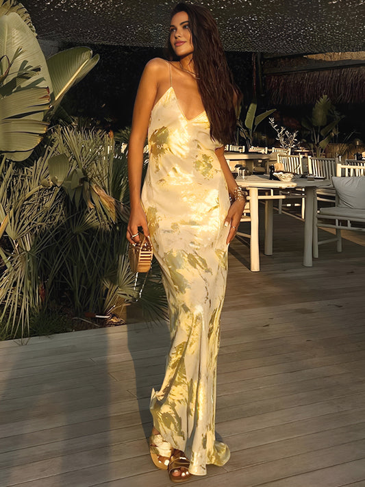 Elena - Long satin strapless dress