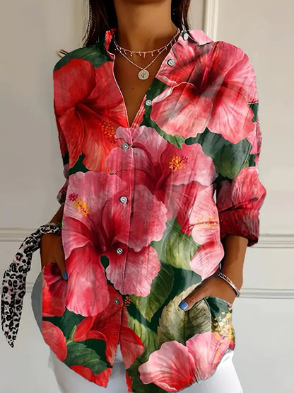 Samantha - Blusa abotonada floral tropical