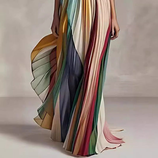 Savana - Maxivestido plisado multicolor sin tirantes
