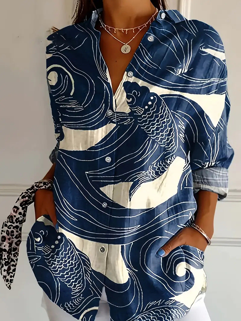 Samantha - Blusa abotonada floral tropical