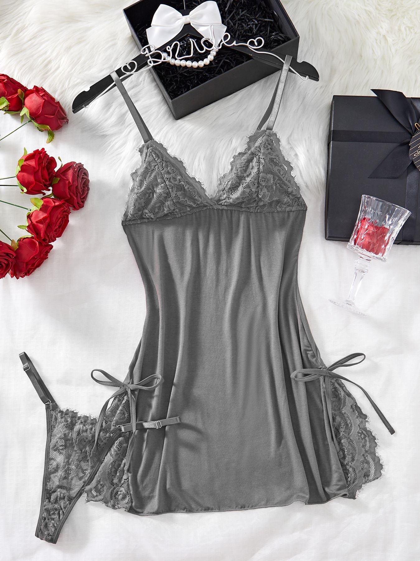 Novalise | Set di lingerie da donna in pizzo tinta unita