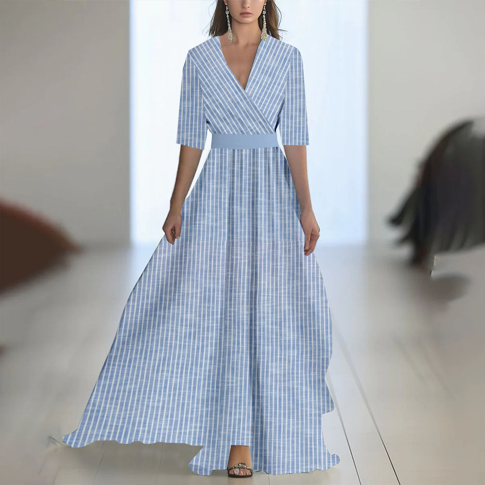 Fenina - Vestido maxi de manga larga de gasa floral