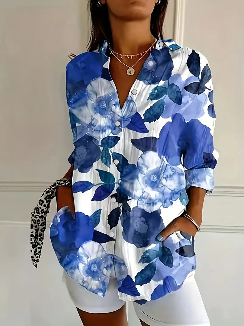 Samantha - Blusa abotonada floral tropical