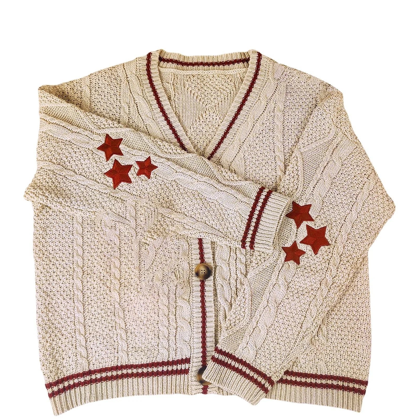 Milva | Elegante cardigan vintage in maglia con stampa a stelle