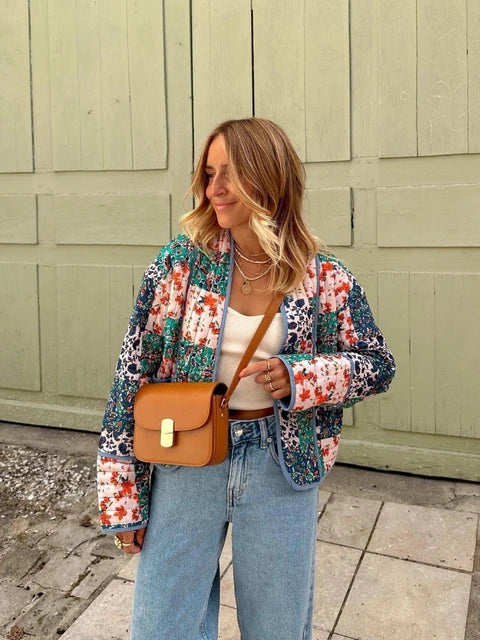 Chiara | Giacca trapuntata corta floreale boho chic