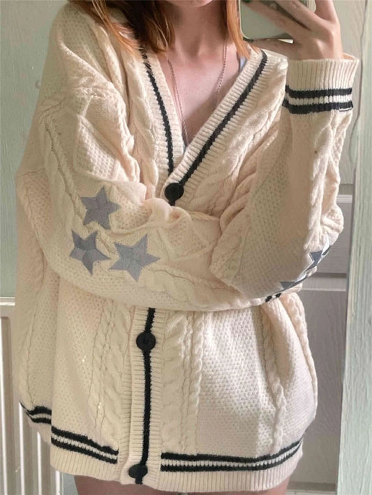Milva | Elegante cardigan vintage in maglia con stampa a stelle