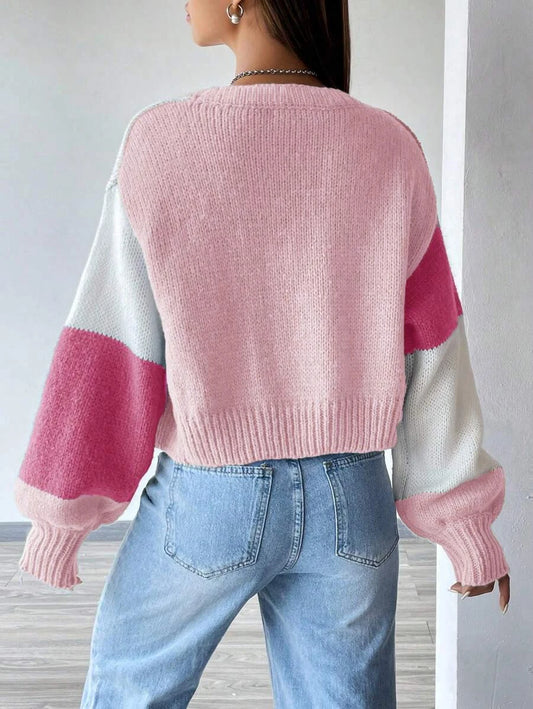 Marelina | Cardigan a blocchi di colore con maglia aperta sul davanti