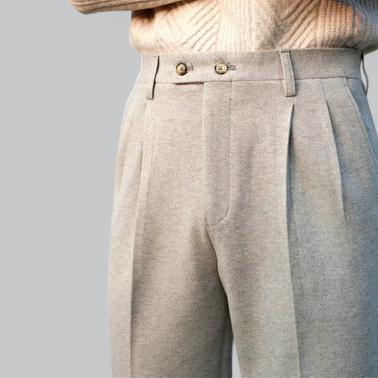 Howard | Pantaloni Eleganti a Vita Alta con Risvolto