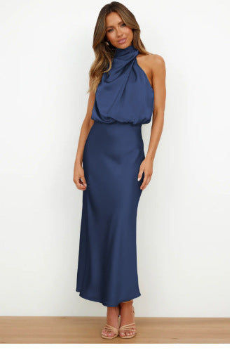 Sabrina - Abito midi in raso con design asimmetrico monospalla