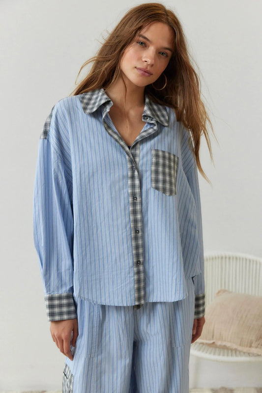 Olivia - Camicia a righe miste con stile oversize e comfort.