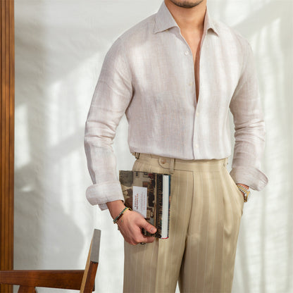 Matthew - Camicia da abito in lino testurizzato