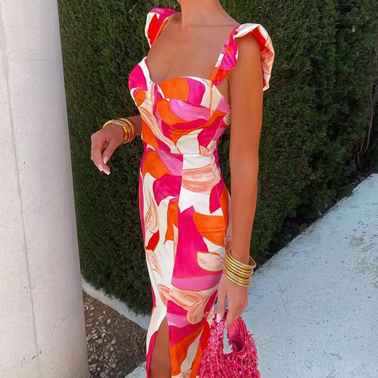 Elena - Abito midi con stampa floreale