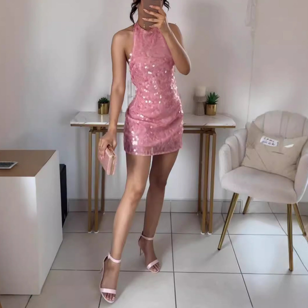 Ariana - Minivestido halter de lentejuelas