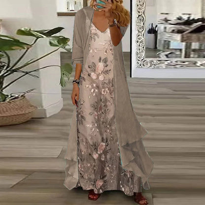 Sabrina - Floral chiffon maxi dress with flowing drape