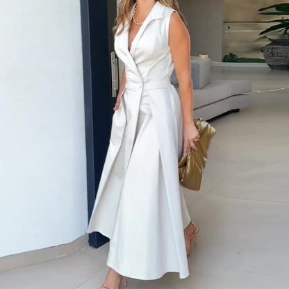 Sabrina - Gelbes ärmelloses Midikleid mit frischem Stil