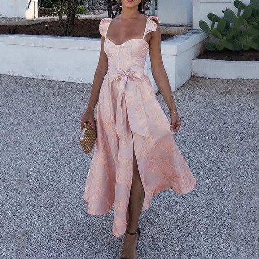 Isabella - Midi dress with floral print and elegant neckline